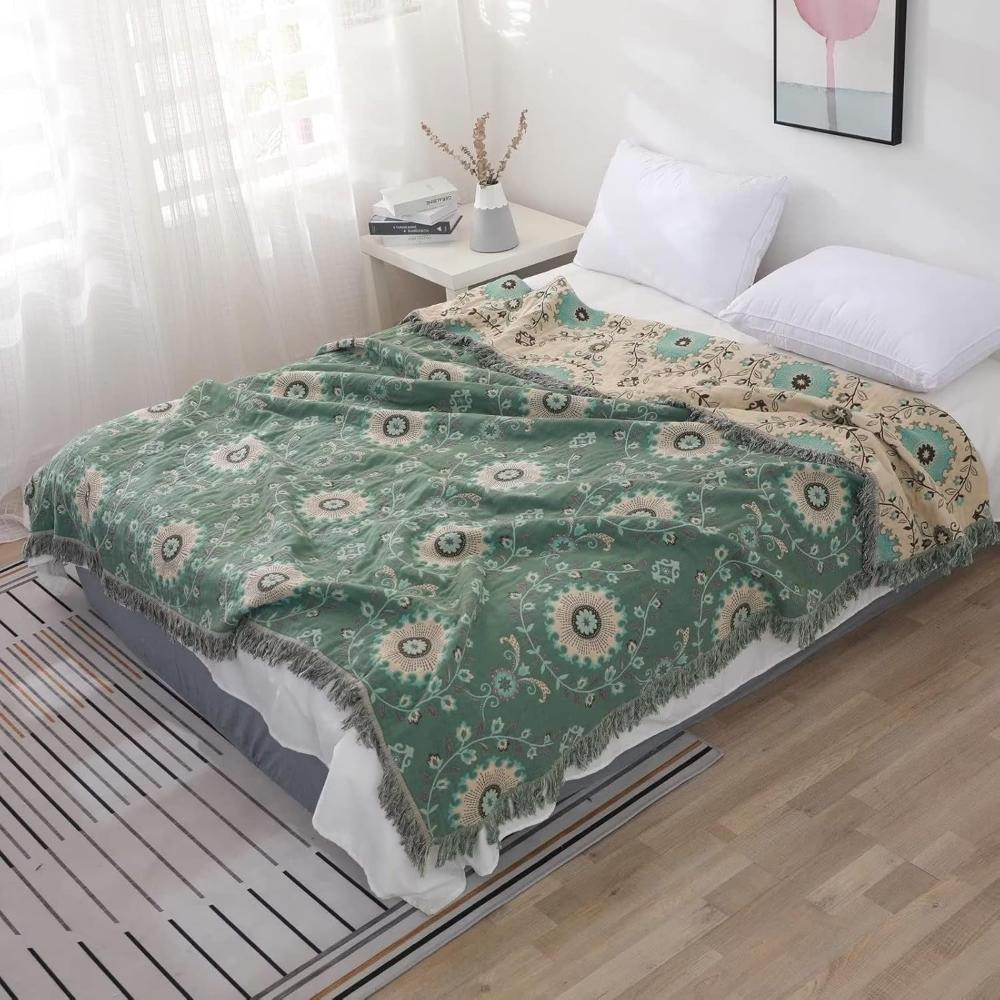 Couverture en Coton Réversible Mandala Rétro