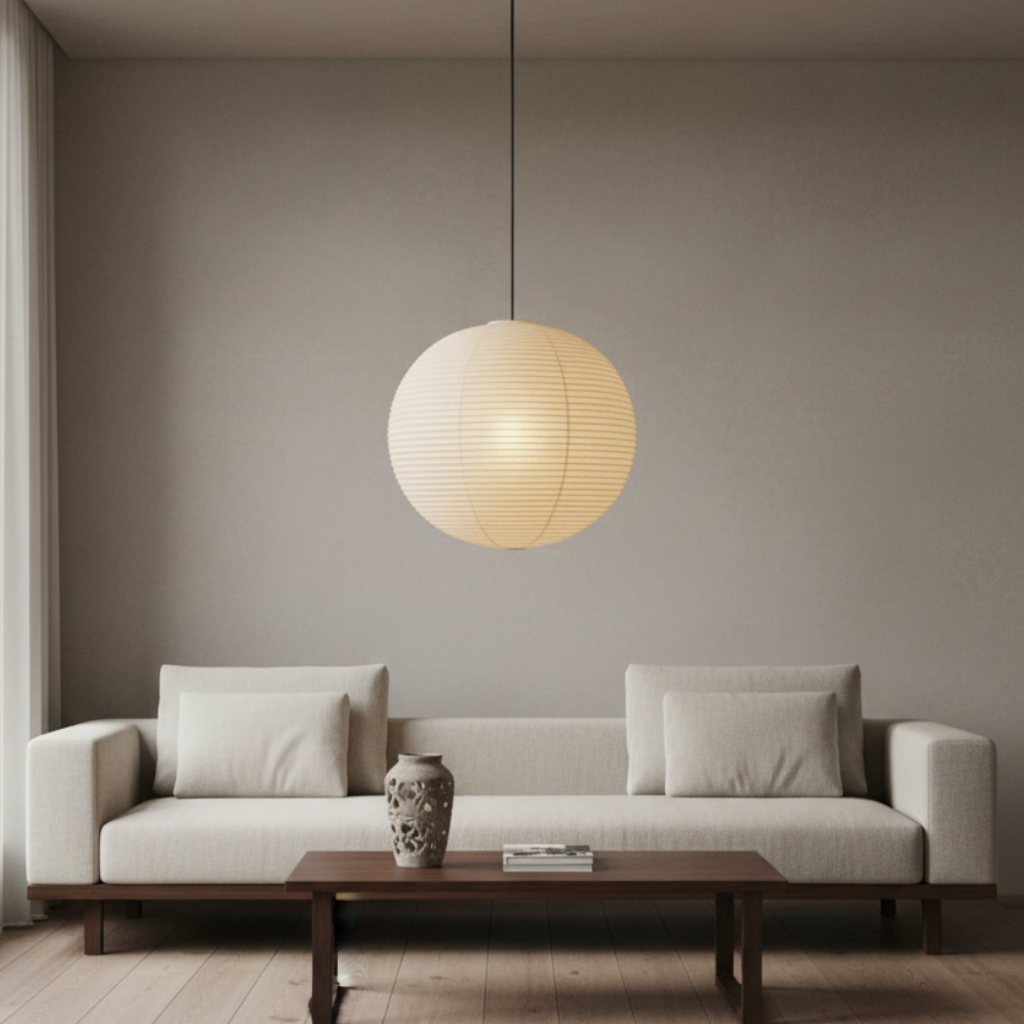 Lampe Suspendue Ronde Akari - Éclairage Suspendu Élégant avec Éclairage Ambiant