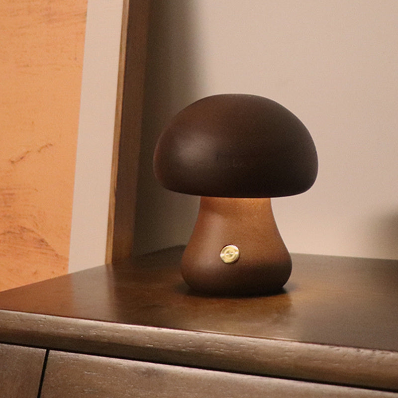 Lampe de table Vintage en bois Champignon