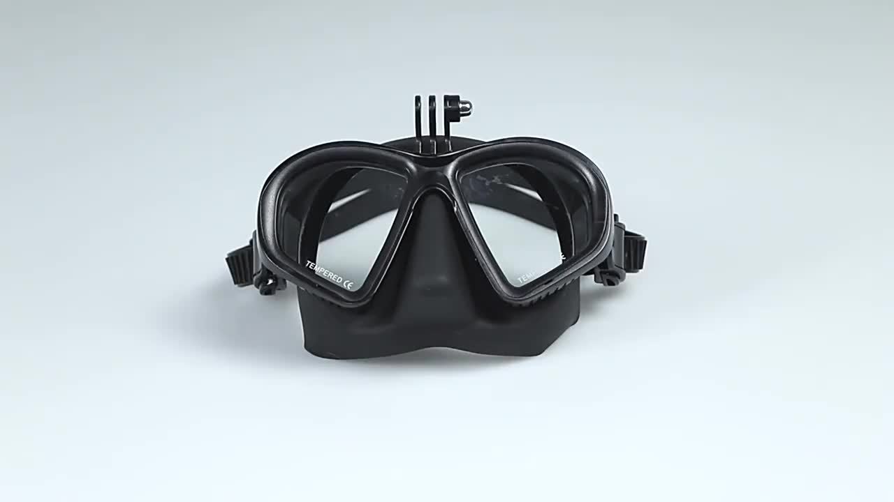 Masque de Plongée en Verre Trempé avec Étui de Rangement - Lunettes de Plongée avec Anti-Buée et Fixation pour Caméra