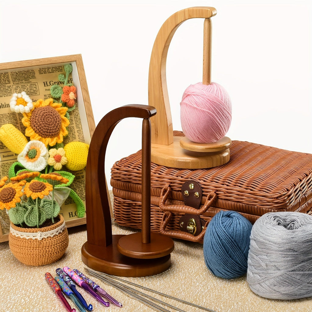Porte-fil en Bambou – Rangement Pratique pour Projets de Tricot et de Crochet