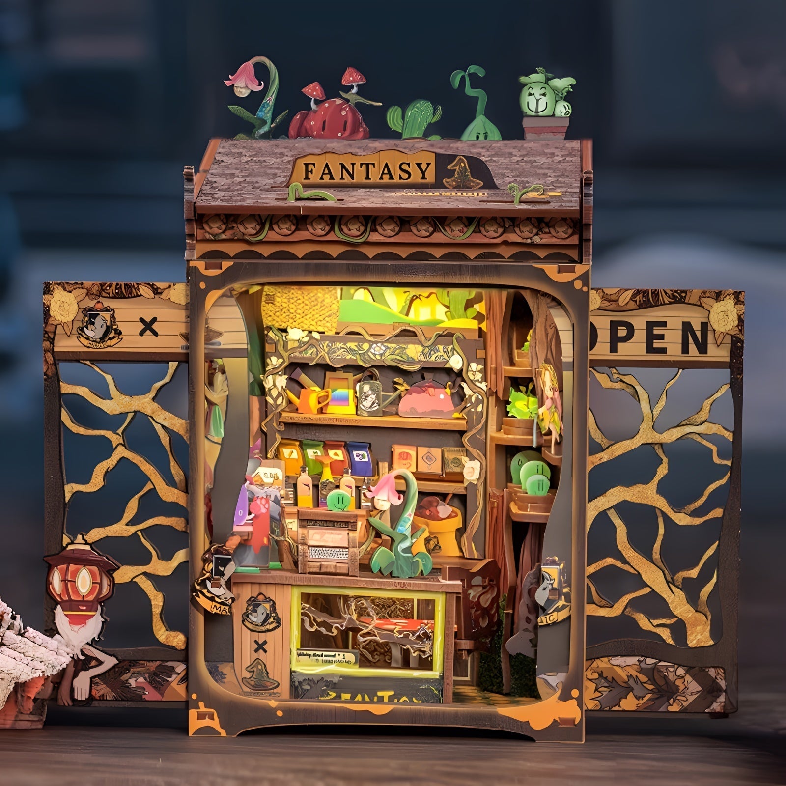 DIY Miniature Hiboux Librairie – Kit en Bois 3D avec Éclairage pour Décoration Créative
