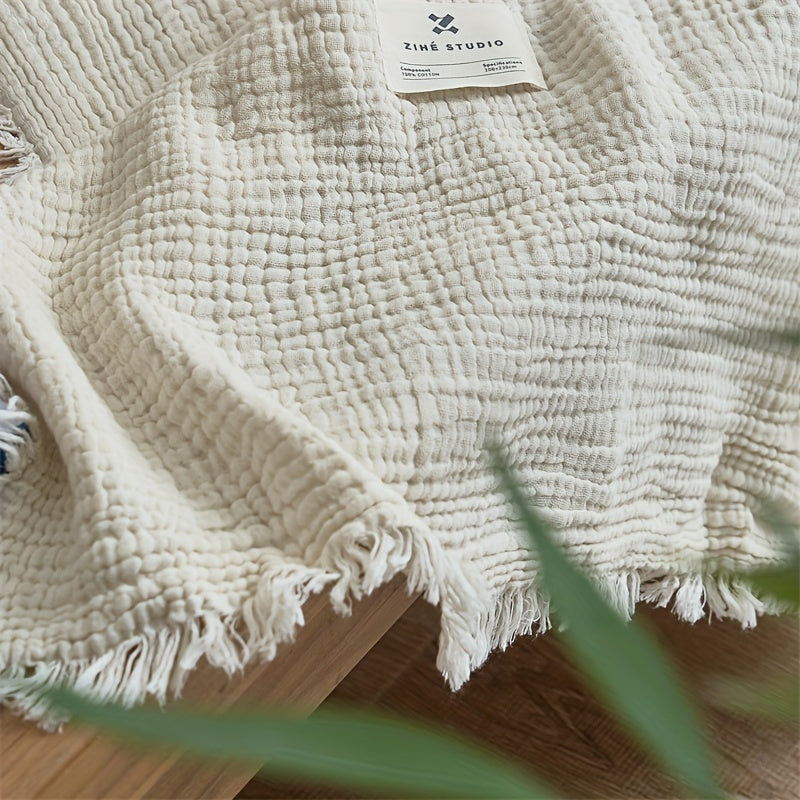 SOFTCLOUD – Couverture en Crêpe de Coton à 4 Couches pour un Confort Quotidien Respirant
