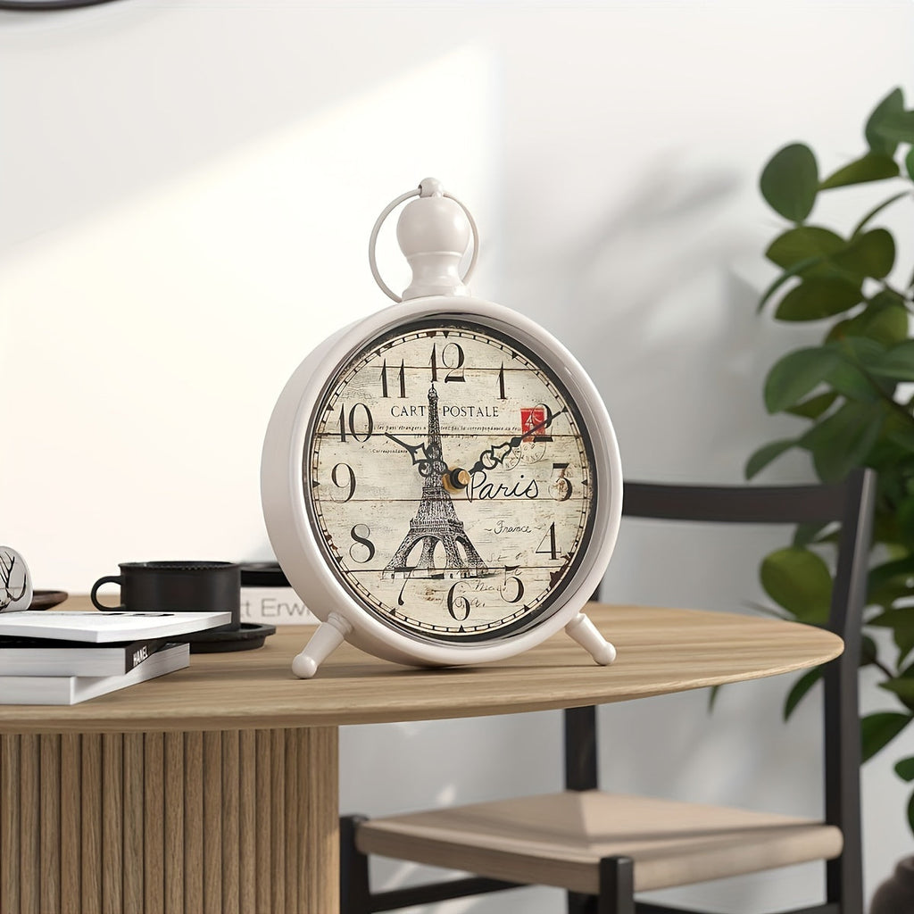 CHATEAUCHIME - Horloge de bureau élégante en forme de Tour Eiffel, silencieuse