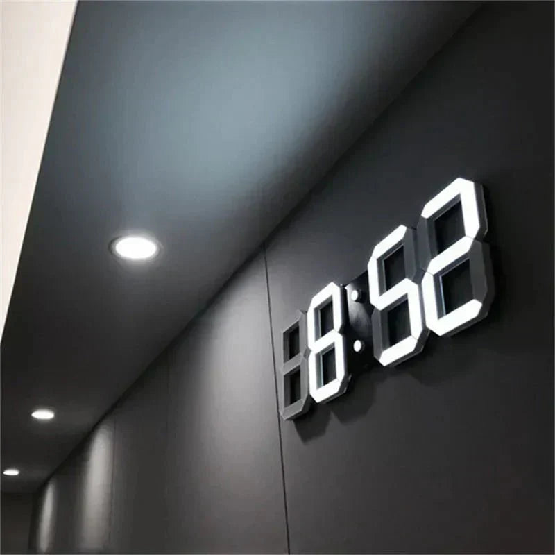 Horloge murale LED 3D numérique – Design moderne avec fonction de variation de luminosité et visibilité optimale
