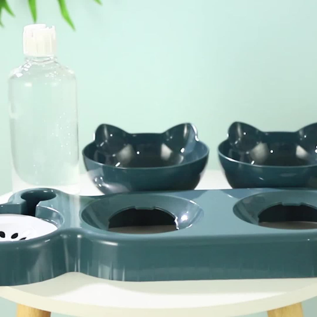 CATNIBBLE - Bols inclinés avec système d'eau gravitaire et design de cou protecteur