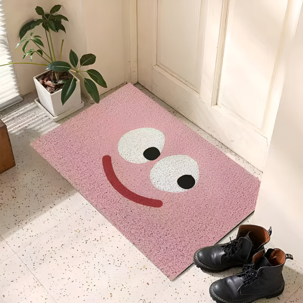 Tapis de porte en PVC antidérapant avec visage souriant