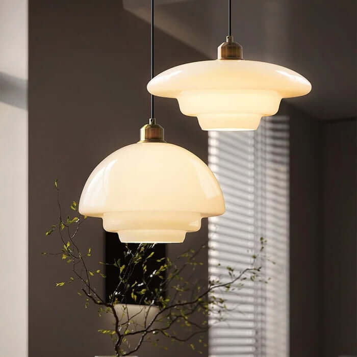 Suspension Moderne en Verre Blanc