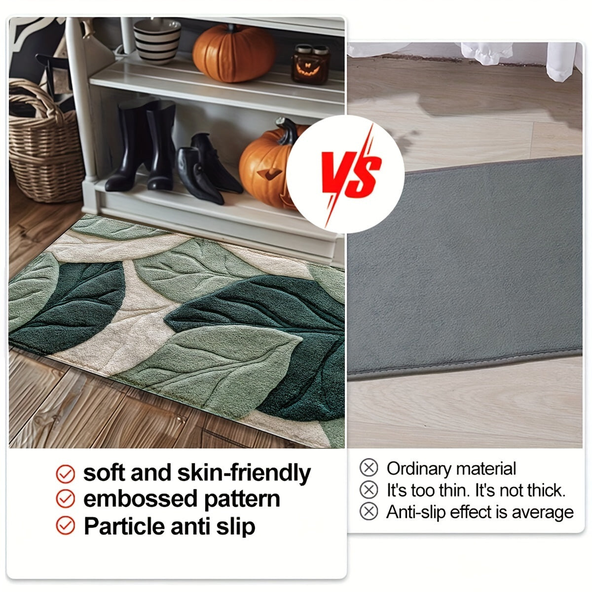 Tapis de Bain Feuilles – Absorbant, Doux et Confortable pour la Salle de Bain