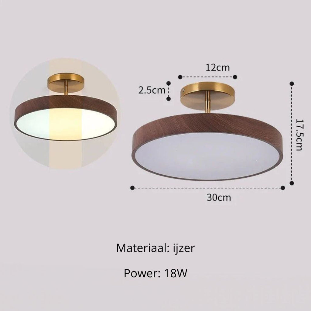 Fjell – Lampe de plafond scandinave avec effet bois et cadre doré