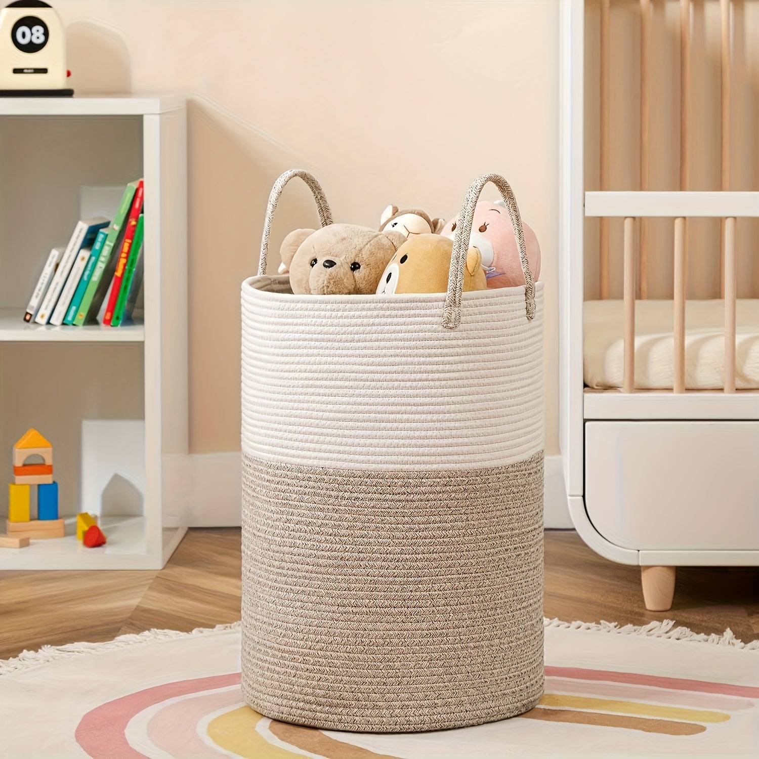 Panier à Linge Élégant Bicolore - Espace pour Plus, Pratique et Durable