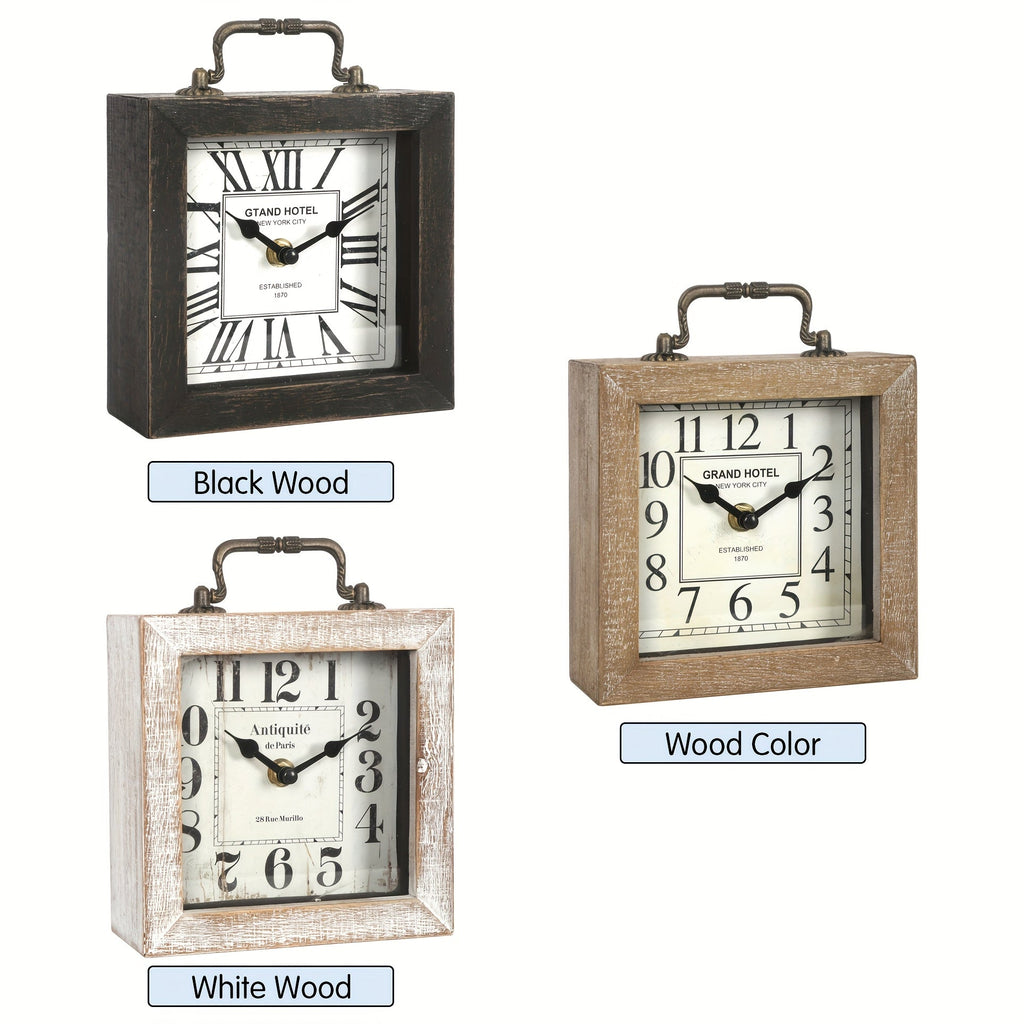 CABINCO - Horloge en Bois Rustique avec Couvercle en Verre pour Décoration Intérieure