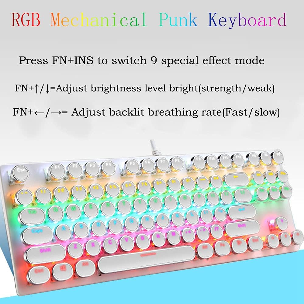 Clavier mécanique de jeu 87 touches avec rétroéclairage RGB et interrupteurs bleus