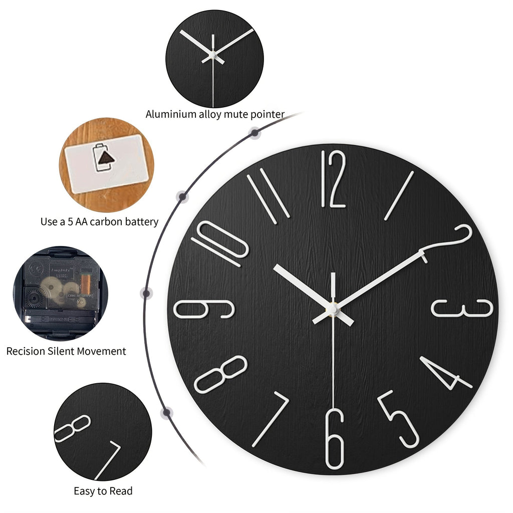 OAKTIDE - Horloge murale contemporaine conçue pour des intérieurs modernes et silencieux
