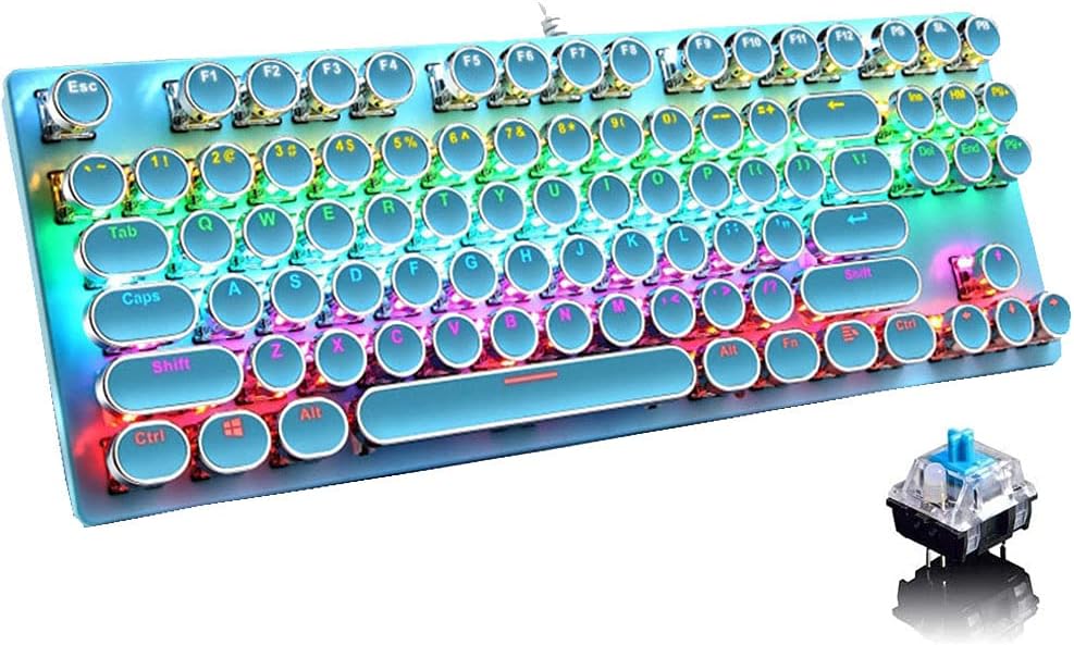 Clavier mécanique de jeu 87 touches avec rétroéclairage RGB et interrupteurs bleus