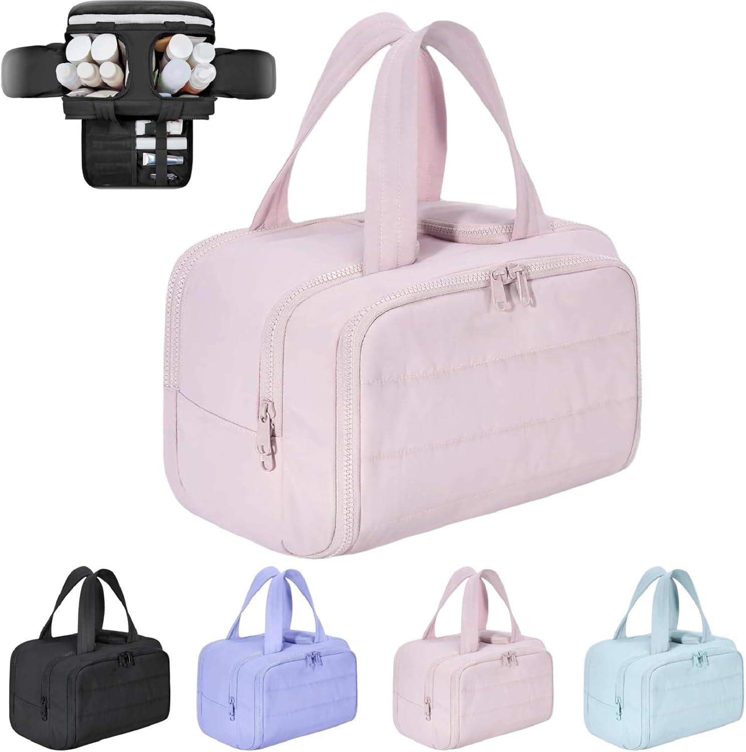 Trousse de maquillage de voyage – Grand sac imperméable pour cosmétiques et organisateur de maquillage (4-en-1) – Selvane
