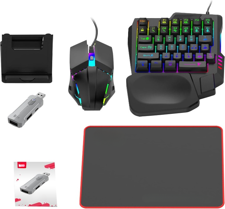 Clavier de jeu RGB et ensemble de souris - ensemble d'adaptateurs de contrôleur ergonomique - Zyvorn