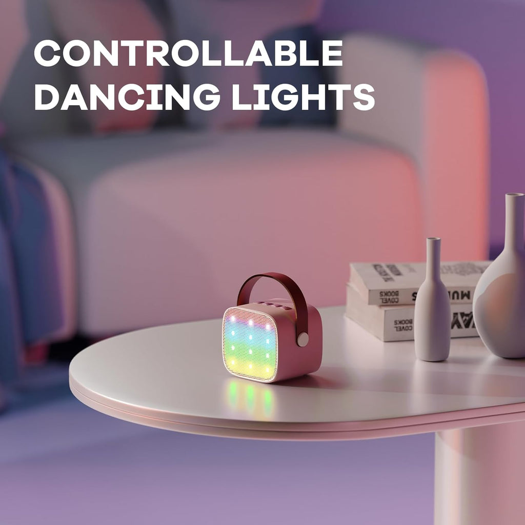 Skanto | Mini machine à karaoké portable avec haut-parleur Bluetooth et 2 microphones sans fil – Veylo
