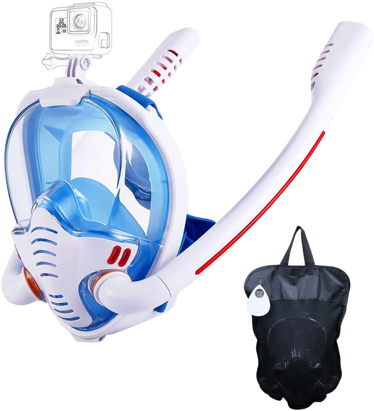 Masque de snorkeling avec chiffons anti-buée, vue panoramique HD à 180 degrés