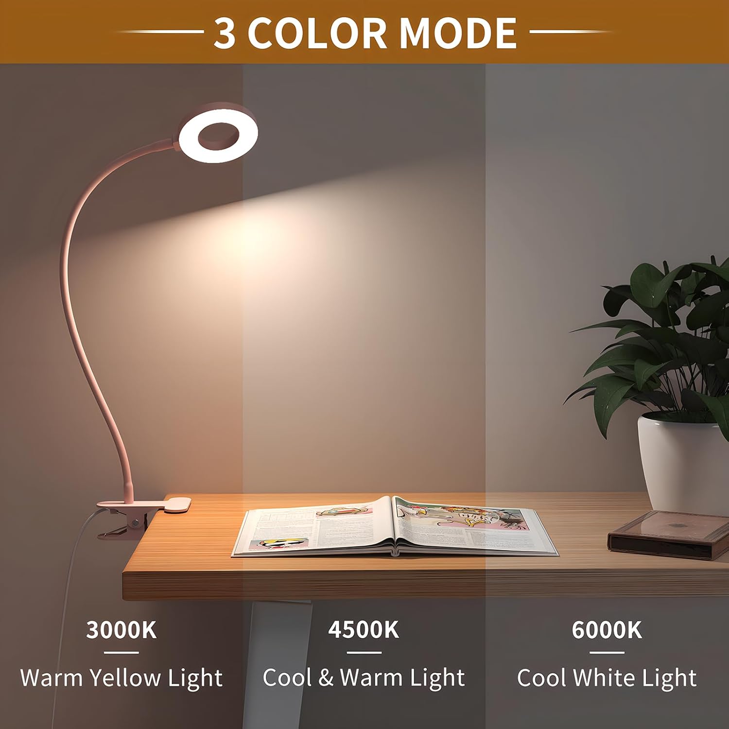 3 modes de couleur de la lampe de bureau LED avec bras flexible en forme de cygne – Selvara (1+1 GRATUIT)
