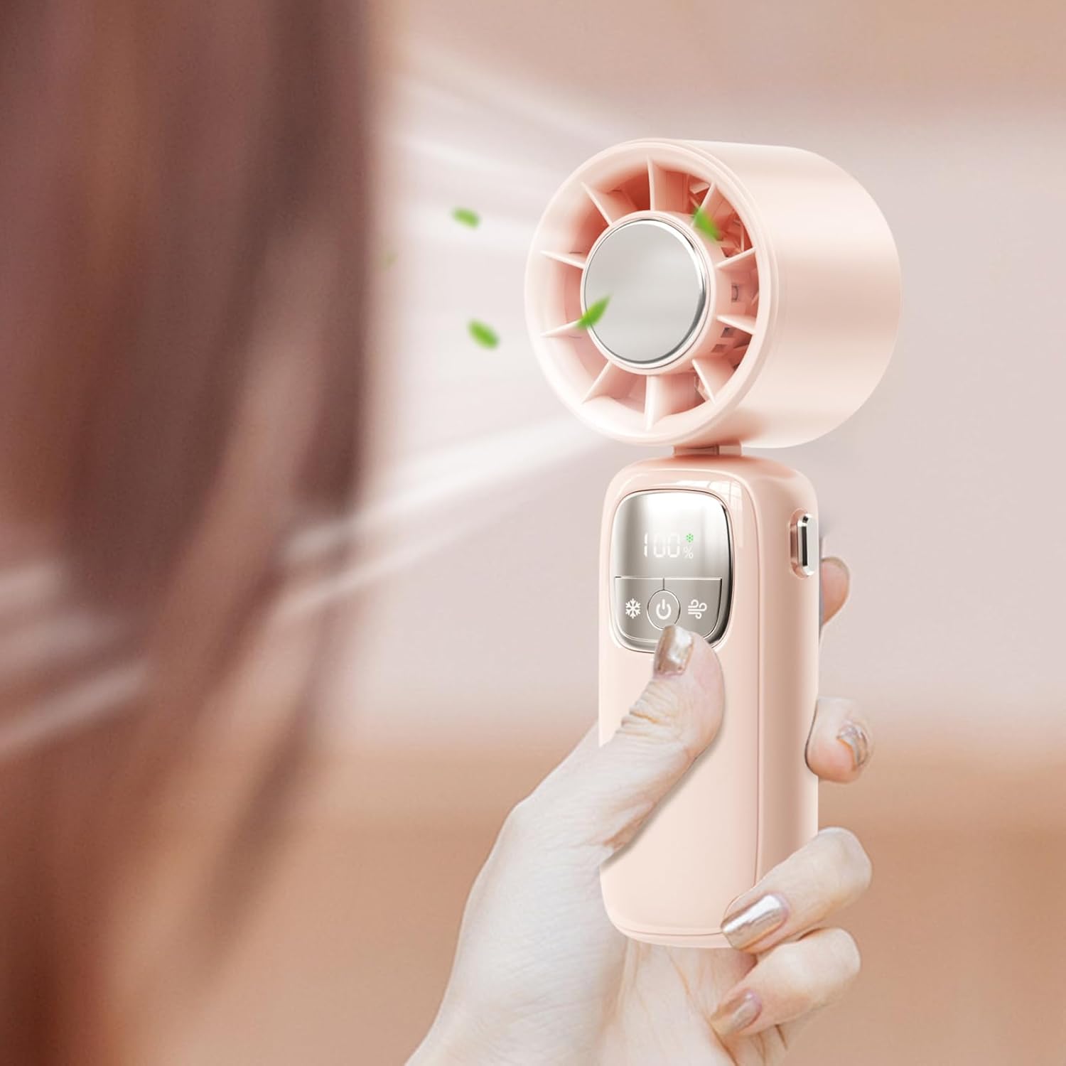 Ventilateur portable pliable à main avec affichage LED 100 vitesses