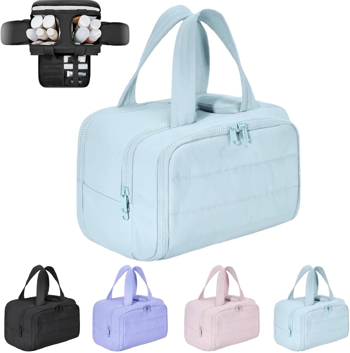 Trousse de maquillage de voyage – Grand sac imperméable pour cosmétiques et organisateur de maquillage (4-en-1) – Selvane