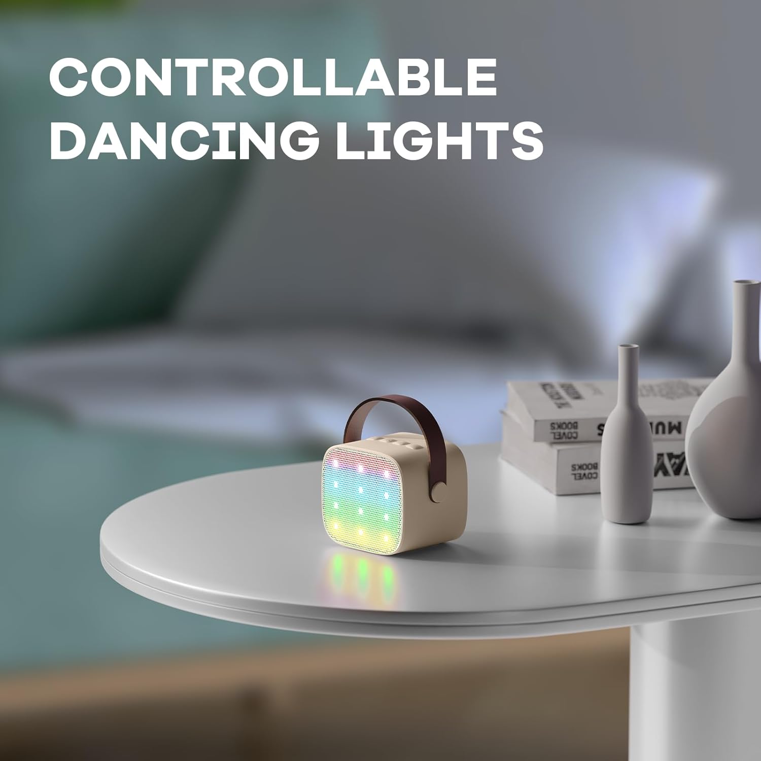 Skanto | Mini machine à karaoké portable avec haut-parleur Bluetooth et 2 microphones sans fil – Veylo