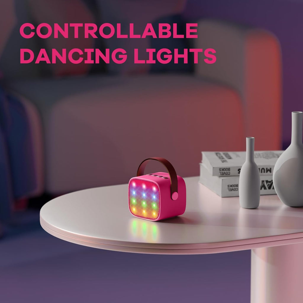 Skanto | Mini machine à karaoké portable avec haut-parleur Bluetooth et 2 microphones sans fil – Veylo