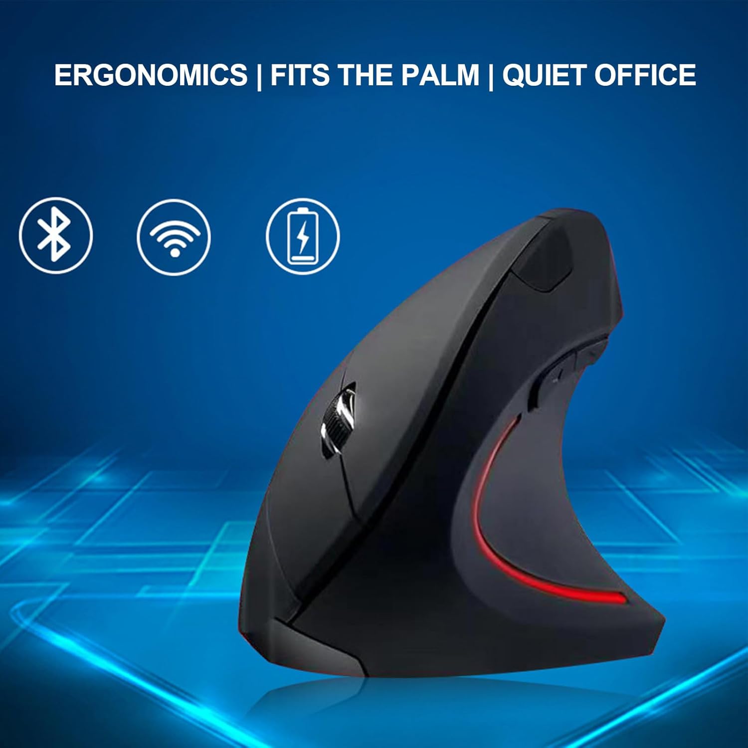 Souris verticale ergonomique sans fil avec possibilité de chargement – Elvion