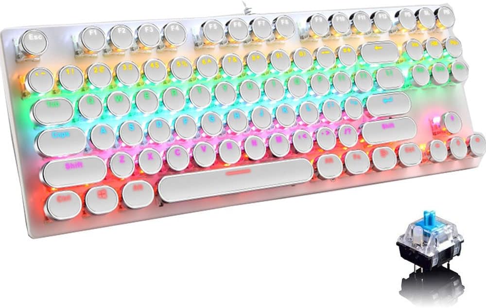 Clavier mécanique de jeu 87 touches avec rétroéclairage RGB et interrupteurs bleus