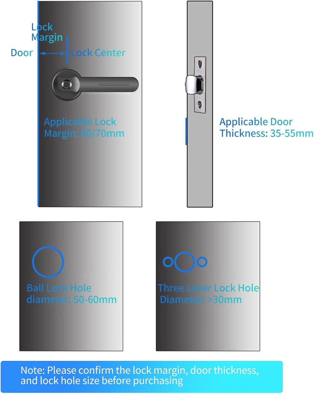 Serrure de porte intelligente avec empreinte digitale, accès par clé et capacité pour 30 utilisateurs – Nivora
