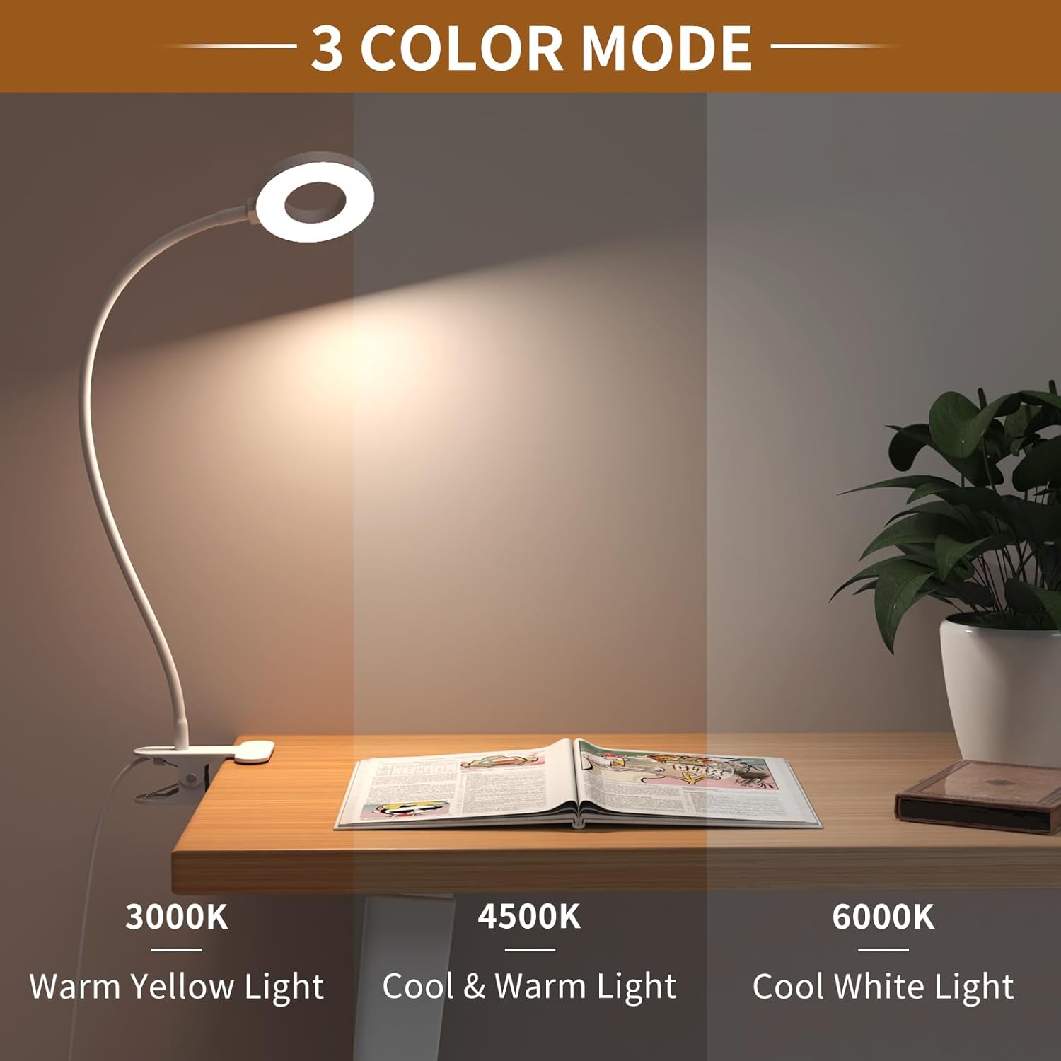 3 modes de couleur de la lampe de bureau LED avec bras flexible en forme de cygne – Selvara (1+1 GRATUIT)