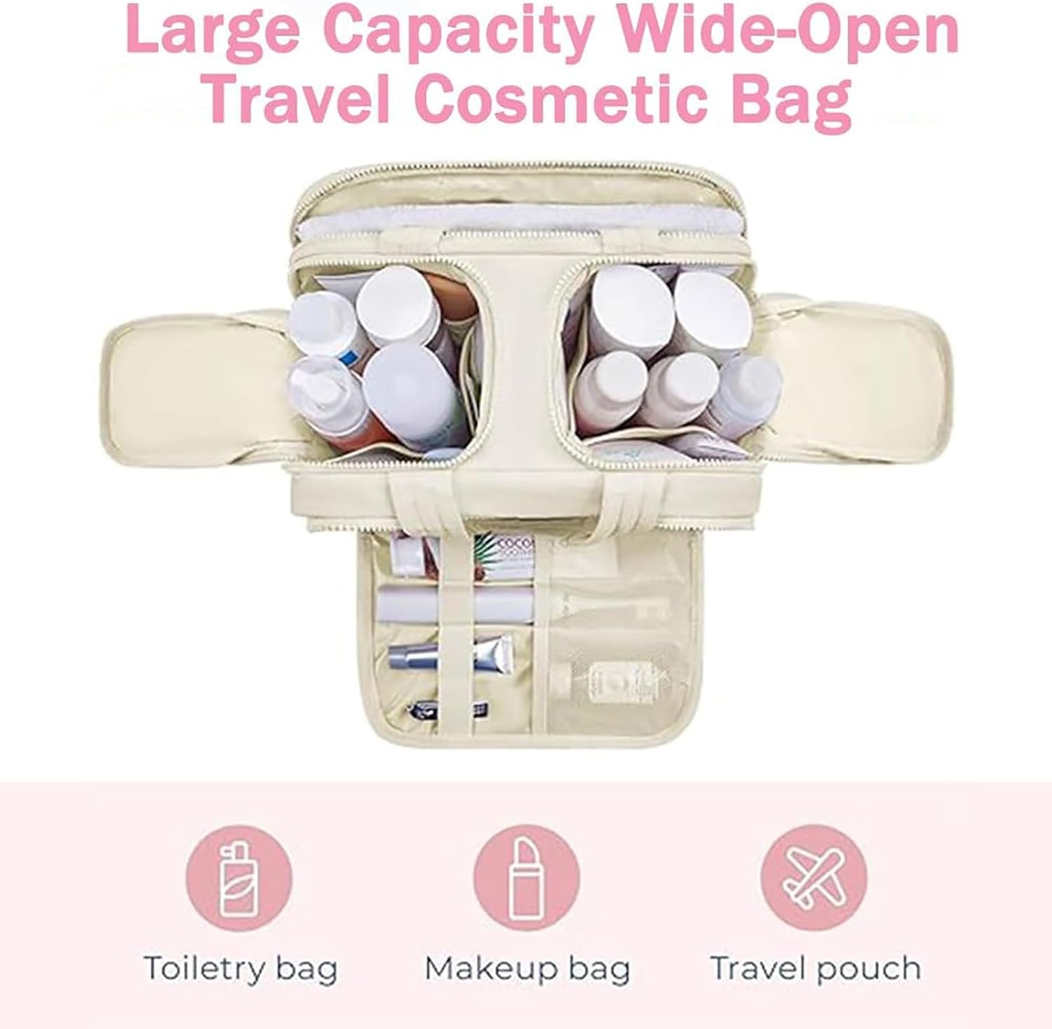 Skanto | Trousse de Toilette Puffy 4-en-1 pour Femmes – Grand Organisateur de Voyage pour Maquillage et Soins de la Peau