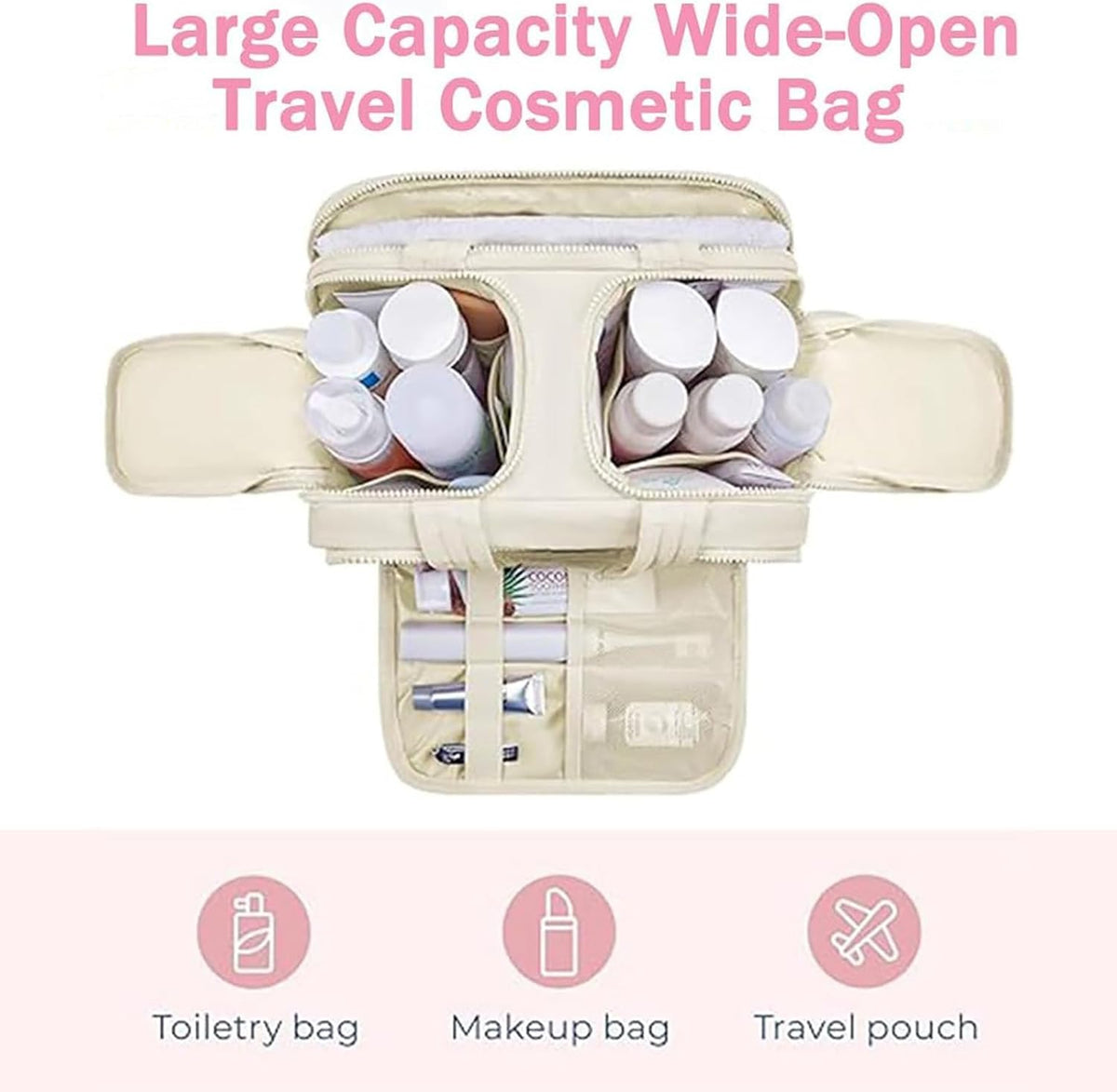 Trousse de toilette Puffy 4-en-1 pour femmes – Grand organiseur de viagem pour le maquillage et les soins de la peau