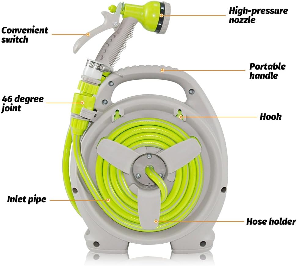 Station compacte pour enrouler les tuyaux de jardin avec un tuyau de 15 m – Corvina
