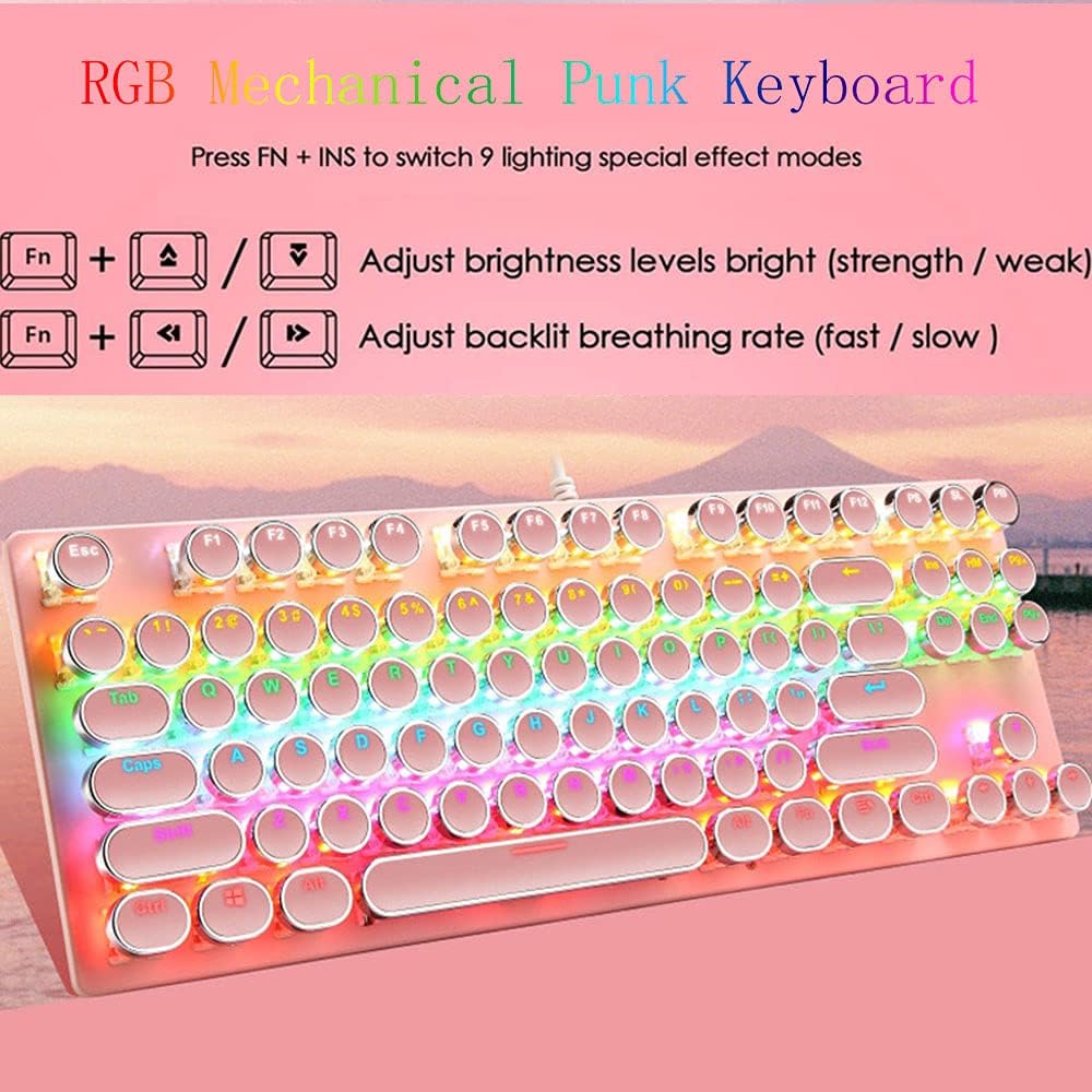 Clavier mécanique de jeu 87 touches avec rétroéclairage RGB et interrupteurs bleus