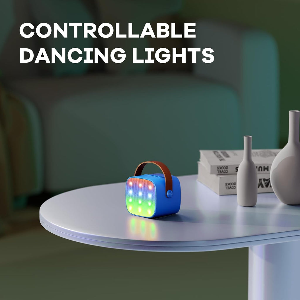 Skanto | Mini machine à karaoké portable avec haut-parleur Bluetooth et 2 microphones sans fil – Veylo