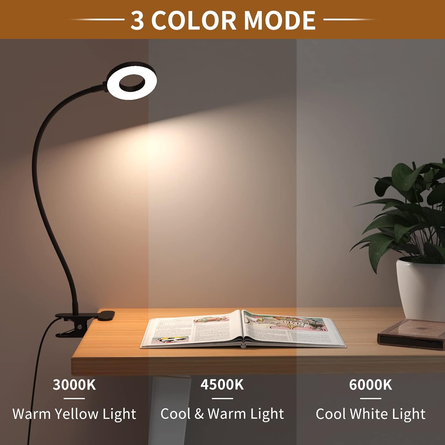 3 modes de couleur de la lampe de bureau LED avec bras flexible en forme de cygne – Selvara (1+1 GRATUIT)