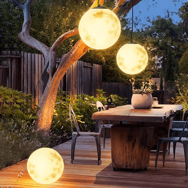Lampe de Jardin en Forme de Lune - Éclairage d'Extérieur Ambiance