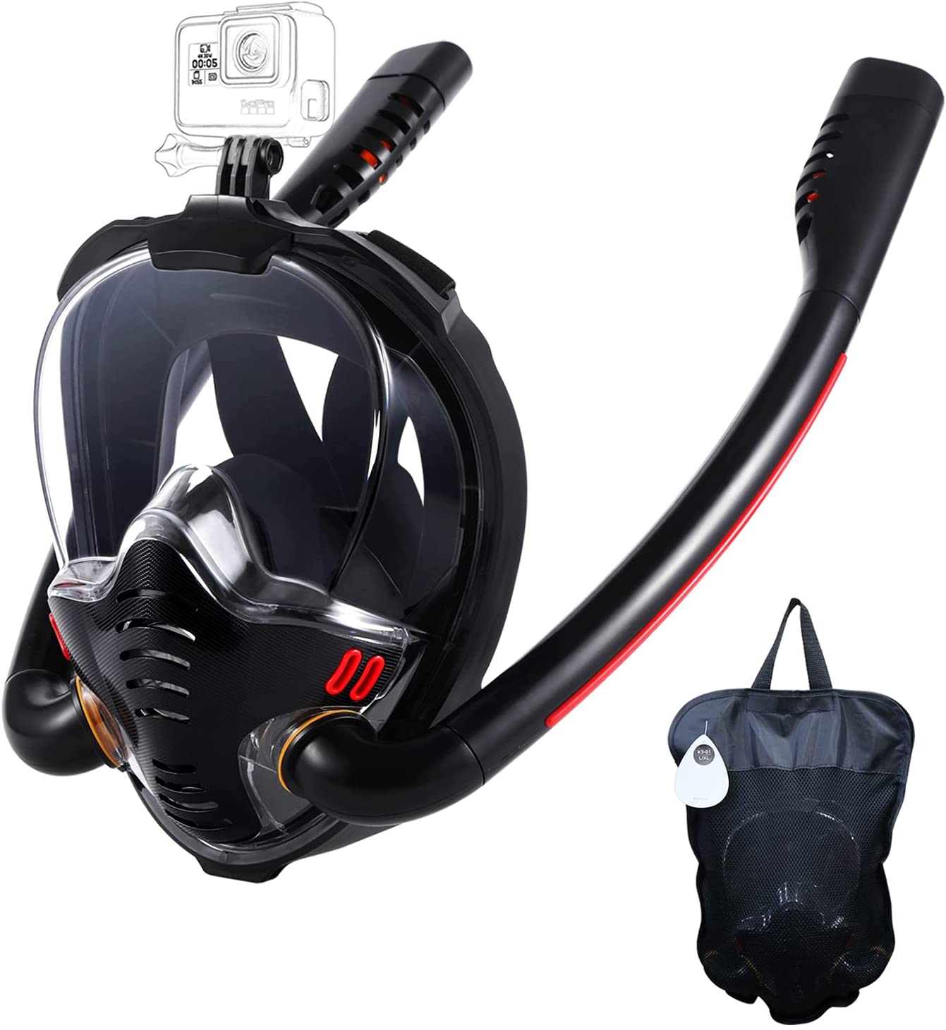 Masque de snorkeling avec chiffons anti-buée, vue panoramique HD à 180 degrés