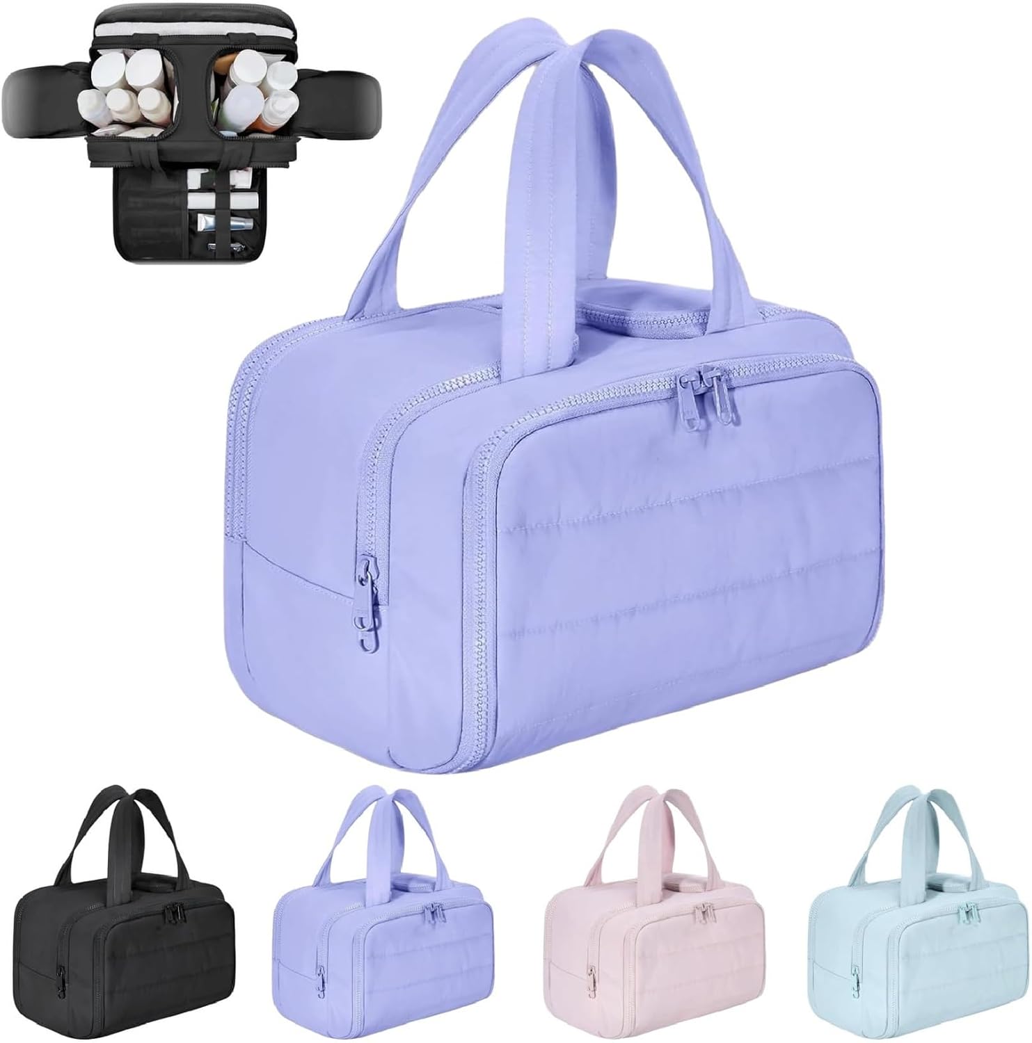 Trousse de maquillage de voyage – Grand sac imperméable pour cosmétiques et organisateur de maquillage (4-en-1) – Selvane
