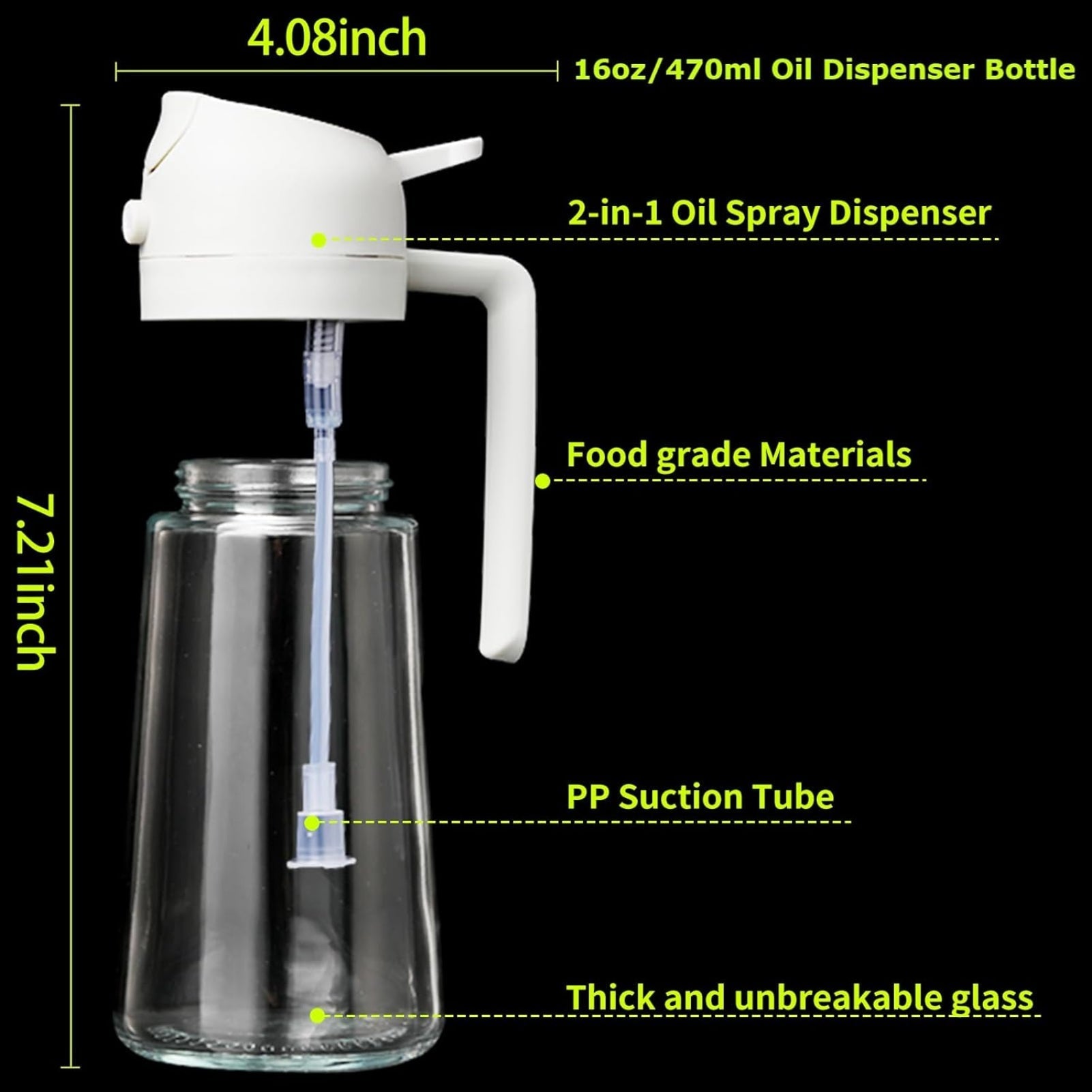 Skanto | Bouteille Distributeur d'Huile 2-en-1 | Pompes et Distributeurs d'Huile | Cuisine Saine