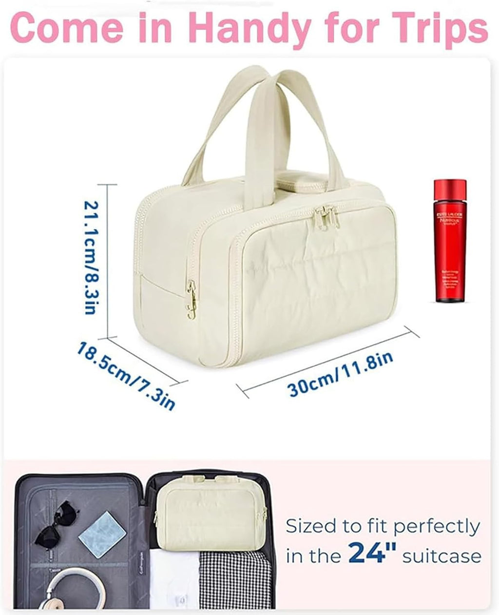 Skanto | Trousse de Toilette Puffy 4-en-1 pour Femmes – Grand Organisateur de Voyage pour Maquillage et Soins de la Peau