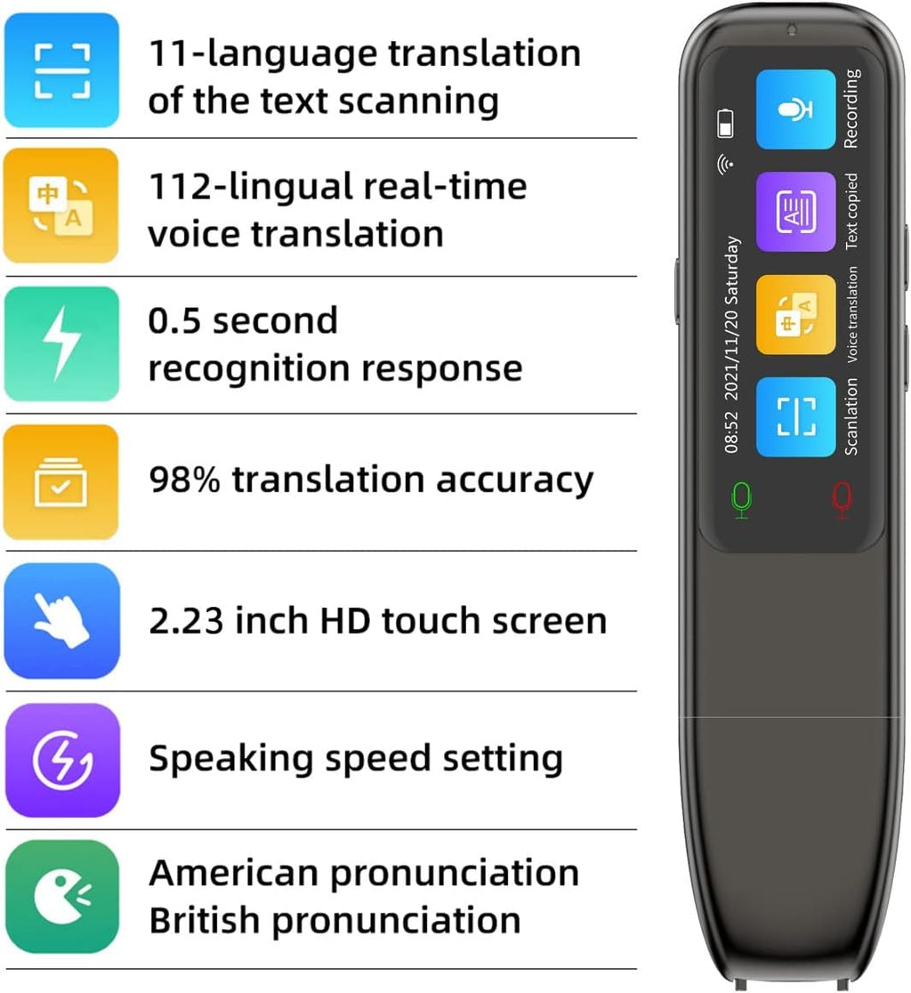 SmartTalk Stylo de Traduction | Stylo Électronique avec Traducteur & Fonction d'Apprentissage de l'Anglais