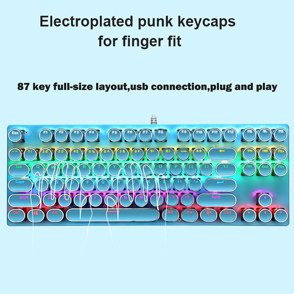 Clavier mécanique de jeu 87 touches avec rétroéclairage RGB et interrupteurs bleus