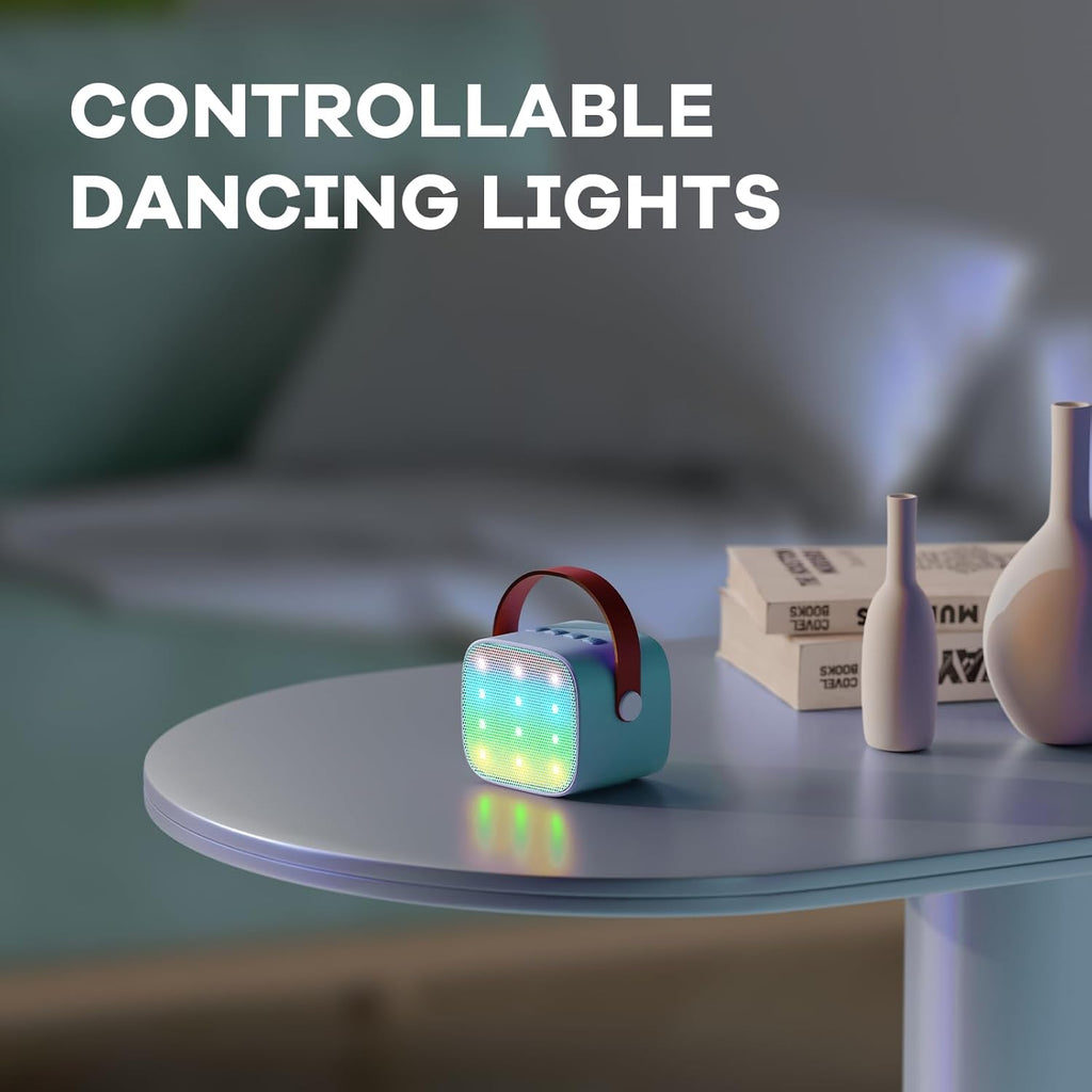 Skanto | Mini machine à karaoké portable avec haut-parleur Bluetooth et 2 microphones sans fil – Veylo