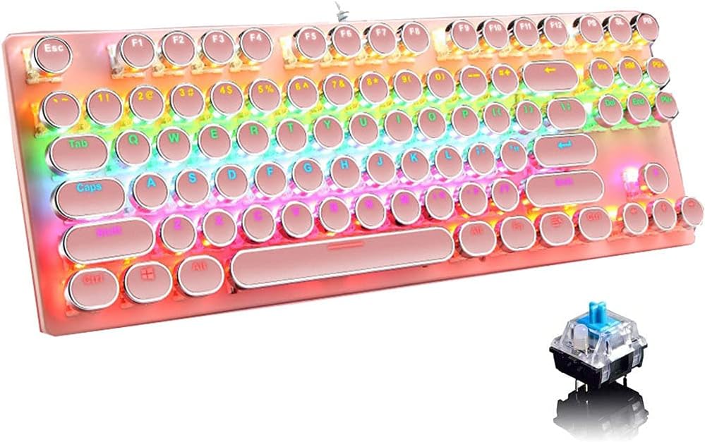 Clavier mécanique de jeu 87 touches avec rétroéclairage RGB et interrupteurs bleus