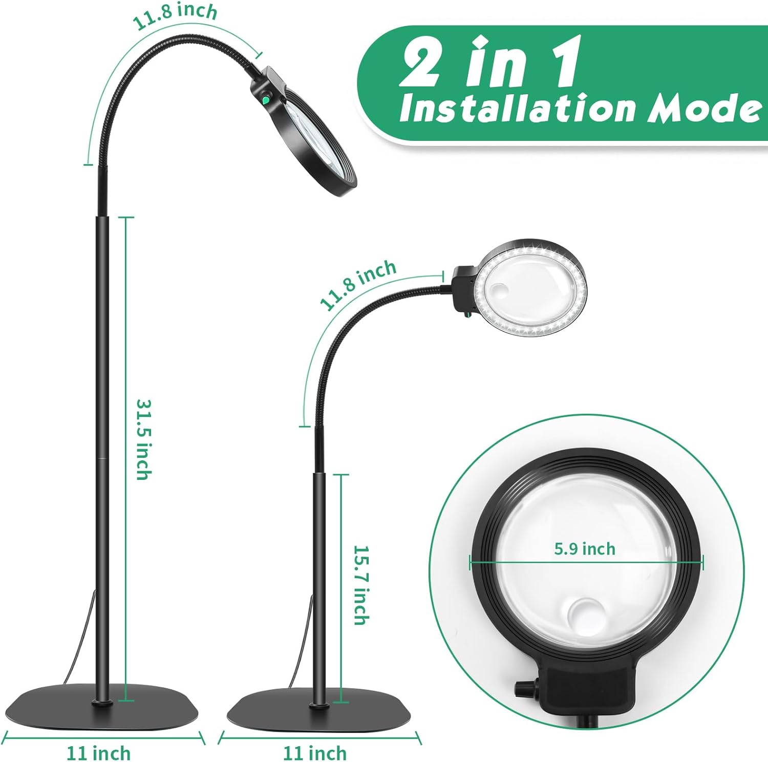Skanto | Loupe à plein cadre avec lumière LED – Aide à la lecture mains libres pour livres, artisanat et loisirs