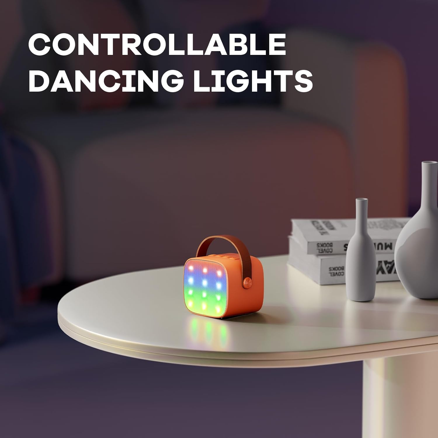 Skanto | Mini machine à karaoké portable avec haut-parleur Bluetooth et 2 microphones sans fil – Veylo