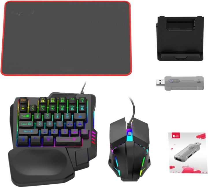 Clavier de jeu RGB et ensemble de souris - ensemble d'adaptateurs de contrôleur ergonomique - Zyvorn